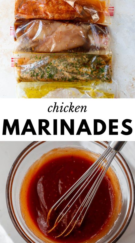 Never eat boring chicken again! These five Chicken Marinades are filled with flavor and allow you to have dinner on the table in no time. Chicken Marinade For Freezing, Chicken Marinade For Oven, How To Marinate Chicken, Chicken Marinade Recipes Easy, Easy Marinades For Chicken, Overnight Chicken Marinade, Best Marinade For Chicken, Chicken Breast Marinades, Marinated Chicken Breast Recipes