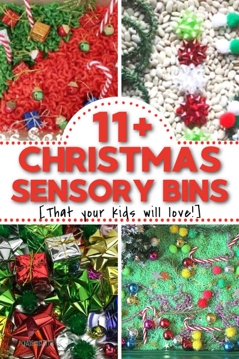 Ideas For Sensory Bins, Sensory Christmas Bin, Sensory Bin Gift Ideas, Christmas Toddler Ideas, Sensory Bin For 3 Year, Make Sensory Bins, Ideas For Sensory Table, Christmas Sensory Bins For Preschool, Christmas Sensory Tray Ideas