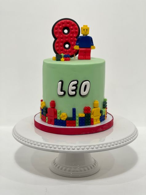 Rainbow Lego Cake, Lego Fondant Cake, Easy Lego Cake Ideas, Lego City Birthday Party Ideas, Lego Number Cake, Lego City Birthday Cake, Lego Theme Birthday Cake, Lego Mario Cake, Lego Cake Ideas Boys