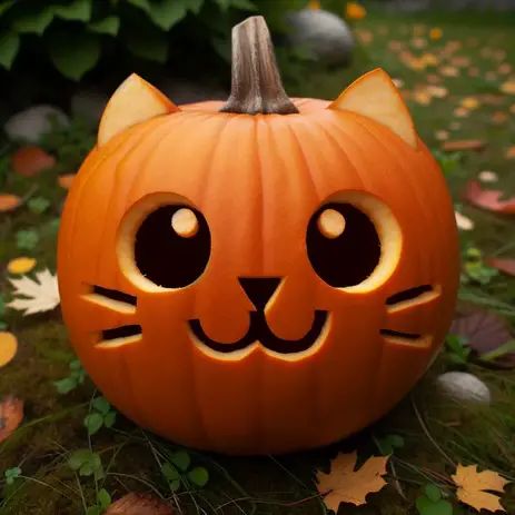 Preschool Pumpkin Carving Ideas, Simple Carved Pumpkins Ideas, Simple Cat Pumpkin Carving, Small Pumkin Carvings, Kids Jack O Lantern Ideas, Pumpkin Carving Ideas For White Pumpkins, Pumpkin Carving Kids Easy, Cute And Simple Pumpkin Carving Ideas, Pumpkin Carving Idea Cute