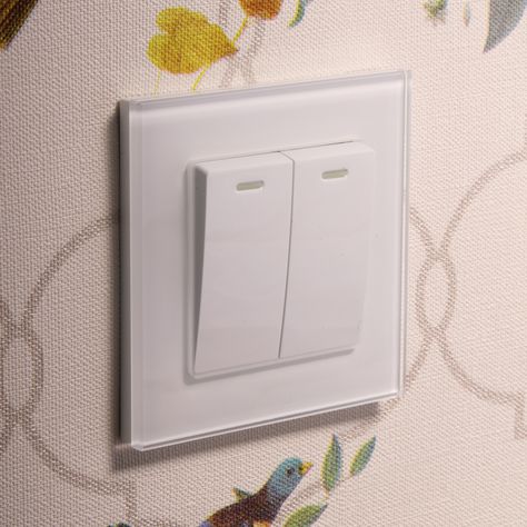 Keep your rooms bright this spring with our white plain glass rocker switches. https://www.retrotouch.co.uk/rocker-light-switches/crystal-pg-2-gang-rocker-light-switch-white.html #rockerswitches #interiordetails #decor #homedesign Switch Boards Design, Remote Light Switch, Dimmer Light Switch, Renovation Kitchen, Plug Sockets, Designer Glass, Low Voltage Lighting, Light Switches, Led Dimmer