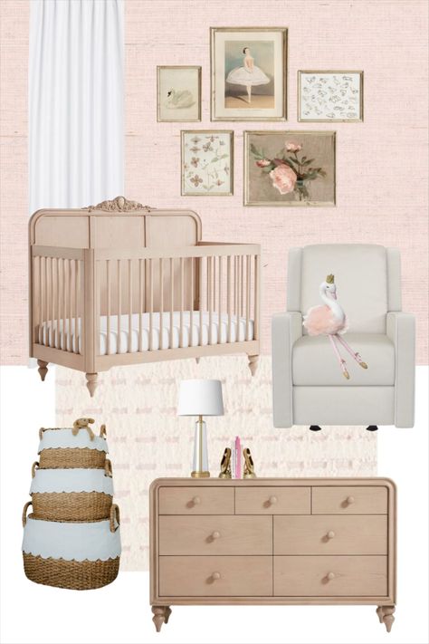 Western Angelina Ballerina Nursery, Vintage Ballet Nursery, Vintage Ballerina Nursery, Ballerina Nursery Baby Girl, Vintage Pink Nursery, Newborn Baby Girl Nursery, Ikea Baby Room, Nursery Mockup, Ballerina Nursery Decor