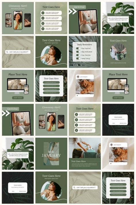 Instagram Post Design Green Instagram, Filter Photo, Instagram Branding Design, Instagram Feed Planner, Instagram Feed Layout, Marketing Planner, 광고 디자인, Instagram Template Design, Instagram Grid