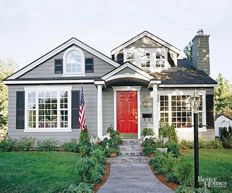 Front Door Ideas Entrance, Walkways Ideas, Red Door House, Best Front Door Colors, Front Door Ideas, Best Front Doors, Best Exterior Paint, Cottage Porch, Red Front Door