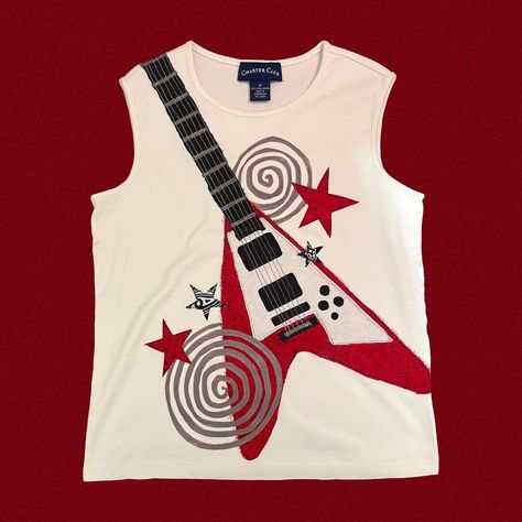 latest shirt design!! im planning on making more guitar shirts in the future bc i’m obsessed with how this one turned out♥️🤍🖤🩶 #upcycling #upcycledartist #upcycle #upcycled #upcycledclothing #thriftflip #flyingvguitar #flyingv #applique #appliqueshirt #dadrock #rockandroll #rock #music #guitar Diy Band Shirt Ideas, Diy Band Shirt, Diy Patchwork Shirt, Band Shirt Ideas, Flying V Guitar, Rock Tshirt, Patchwork Shirt, Thrift Flip, Applique Shirts