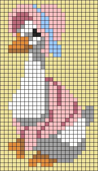 Goose Perler Beads, Goose Tapestry Crochet, Cow Grid Pattern, Goose Perler Bead Pattern, Pixel Art Pattern Aesthetic, Goose Alpha Pattern, Cottagecore Alpha Pattern, Simple Pixel Art Patterns Crochet, Duck Alpha Pattern