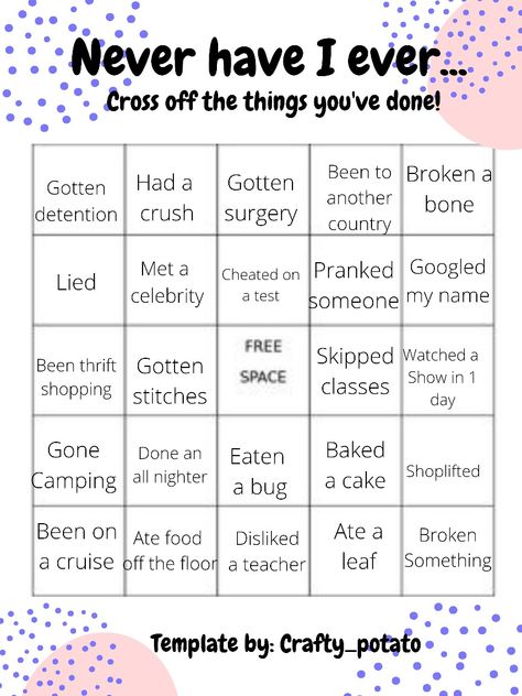 Never Have I Ever Bingo, Fill The Jars Template, Friend Bingo, Who Knows Me Best, Bingo Online, Free Bingo Cards, About Me Template, Character Sheet Template, Bored Jar