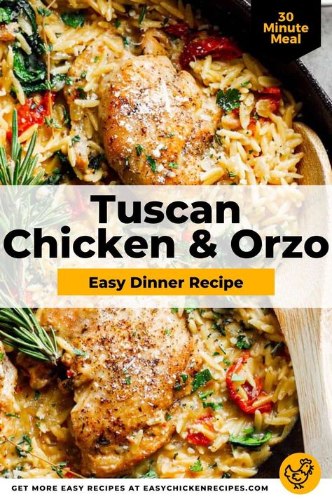 Tuscan Chicken And Orzo, Chicken And Orzo, Italian Sausage Soup, Soup Healthy, Chicken Orzo, Creamy Parmesan, Sausage Soup, Tuscan Chicken, Healthy Dinner Recipes Chicken