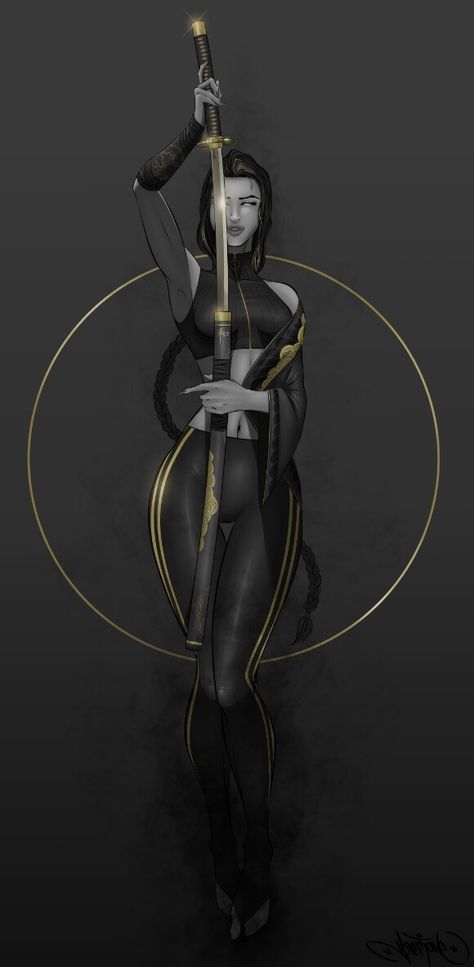 ArtStation - Black&Gold Black And Gold Outfit, Jedi Robe, Female Assassin, Superhero Suits, Ninja Girl, Gold Outfit, Model Outfit, Gold N, Gold Girl