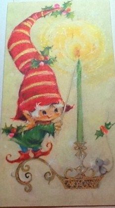 Vintage Christmas Card Vintage Christmas Elf, Big Talk, Vintage Christmas Images, Christmas Challenge, Green Candle, Christmas Mouse, Hallmark Christmas, Christmas Past, Noel Christmas