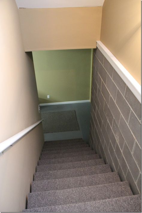 Our basement stairs needed a serious transformation. Here's the before picture of our stairs. Stair Wall Ideas, Man Cave Bar Diy, Cave Decorations, Basement Stairway, Modern Lofts, Basement Stairwell, Basement Remodeling Diy, Basement Staircase, Basement Steps