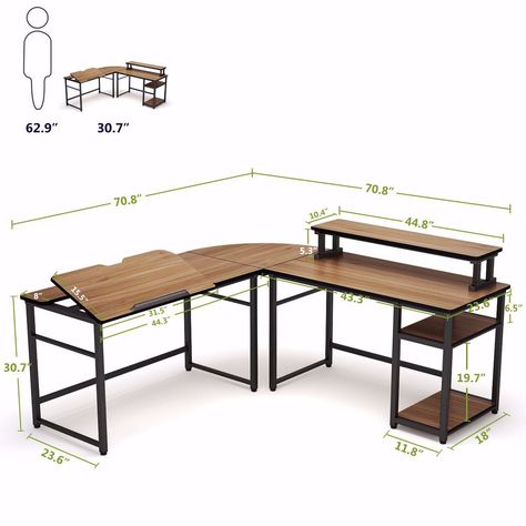 Desk With Monitor Stand, Desk With Monitor, Home Studio Setup, Computer Desks, Studio Room, Monitor Stand, Game Room Design, Home Office Setup, Room Setup