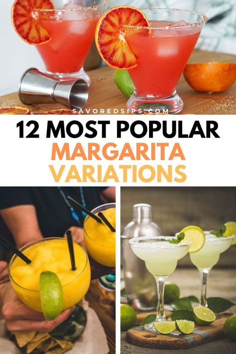 Discover 12 of the most popular Margarita variations that will suit any occasion and inspire your next spirited adventure. Margarita Board, Blueberry Margarita, Cucumber Margarita, Coconut Margarita, Traditional Margarita, Blood Orange Margarita, Italian Drinks, Mezcal Cocktails, Jalapeno Margarita