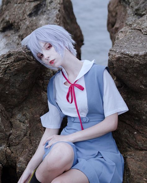 Rei Ayanami Cosplay, Evangelion Cosplay, Neon Evangelion, Cosplay Tutorial, Rei Ayanami, Cosplay Tips, Genesis Evangelion, Neon Genesis, Hair Reference