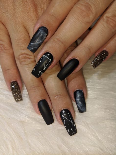 #astrologynails#libranails#libra#astrology#glitternails Black Astrology Nails, Astro Nail Art, Nails Libra Design, Libra Nail Ideas, Libra Acrylic Nail Designs, Libra Acrylic Nails, Libra Birthday Nails Design, Libra Nail Art, Libra Inspired Nails