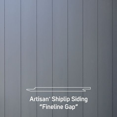 Hardie® Artisan Shiplap Siding delivers distinct lines that closely replicate traditional cedar siding to bring authenticity to any home. The James Hardie Artisan Collection is primed and ready for paint in multiple styles and textures. Hardie fiber cement exterior solutions give your home a beautiful design without having to sacrifice durability and protection. Using products from a single, trusted manufacturer that offers exceptional warranties, you'll have complete peace of mind. Hardie fiber Fluted Exterior Siding, Hardie Board Siding Ideas, Hardie Board Siding Colors, Vertical Siding Exterior, Fiber Cement Lap Siding, Outdoor Siding, Hardie Board Siding, Exterior Siding Options, Shiplap Siding