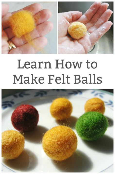 How To Do Wool Felting, Wool Beads Diy, Needle Felting Christmas Gifts, Wool Roving Crafts, Wool Roving Projects, Felted Wool Crafts Ideas, Easy Felting Projects, Needle Felting Tutorials Step By Step, Diy Felt Balls