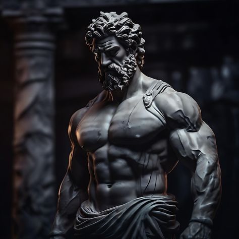 Stoic Statue, Atlas Tattoo, Stone Statue, Greek Mythology Art, Stone Statues, Mythology Art, Greek Mythology, Ancient Art, A Man