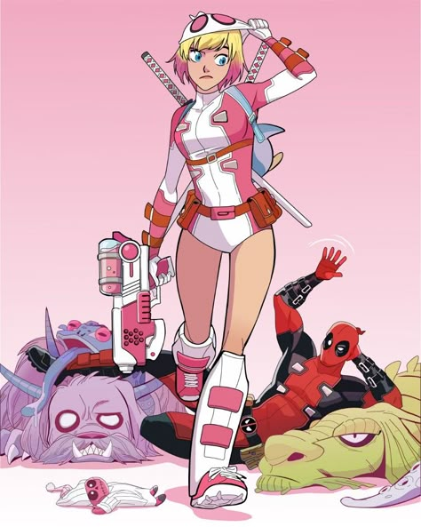 Girl Deadpool, Gwenpool And Deadpool, Gwen Poole, Gwen Pool, Deadpool X Spiderman, Howard The Duck, Marvel Animation, Best Superhero, Marvel Fan Art