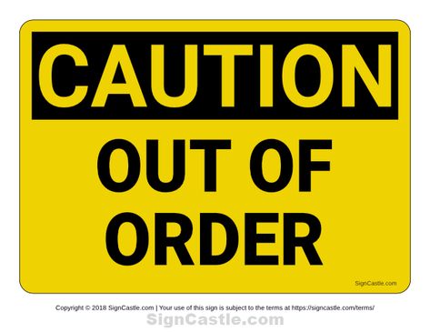 Free printable out of order caution sign. Download it from https://signcastle.com/download/out-of-order-caution-sign/ Out Of Order Sign Funny, Off Limits Sign, Out Of Order Humor, Out Of Order Sign, Funny Warning Signs, Spring Science, Types Of Strokes, Work Trailer, Block Center