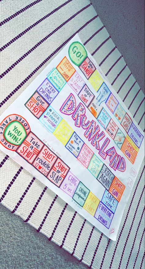 Drinking Board Games Ideas, Drunk Monopoly Board, Drinking Games With Friends, 21st Birthday Board Game, Let’s Get Drunk Board Game, Poster Board Games Party Ideas, Girls Night Board Games Diy, Things To Do When Drunk With Friends, Tipsy Land Board Game Diy