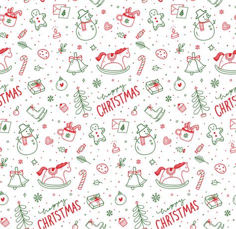 Lindo navidad doodle de patrones sin fis... | Premium Vector #Freepik #vector #patron #navidad #arbol #invierno Wallpaper Navidad, Wallpaper Natal, Christmas Scrapbook Paper, Xmas Gift Wrap, Retro Christmas Decorations, Christmas Cookbook, Xmas Wallpaper, Christmas Cover, Happy Merry Christmas