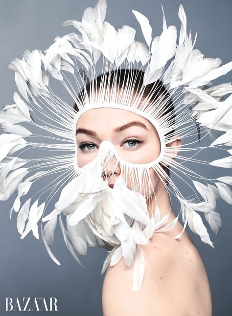 Concept Photography Ideas Creative, Solve Sundsbo, Haute Couture Looks, Giambattista Valli Haute Couture, Harpers Bazaar Magazine, Feather Mask, Creative Poses, Photography Editorial, Brand Strategist