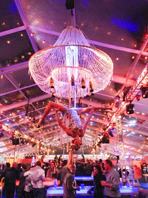 Showgirls Aesthetic, Aerial Chandelier, Luxury Restaurant Interior, Banana Party, Party Like Gatsby, Egypt Concept Art, Circus Aesthetic, Hanging Upside Down, Pole Moves