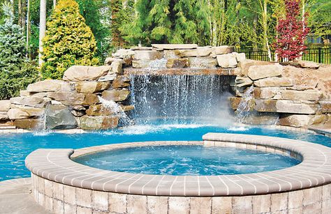 Pools With Waterfalls & Custom Swimming Pool Designs | Blue Haven Pools Pool Grotto, Grotto Pool, Grotto Design, Blue Haven Pools, Backyard Resort, Swimming Pool Photos, Rock Waterfall, Custom Swimming Pool, Pool Water Features