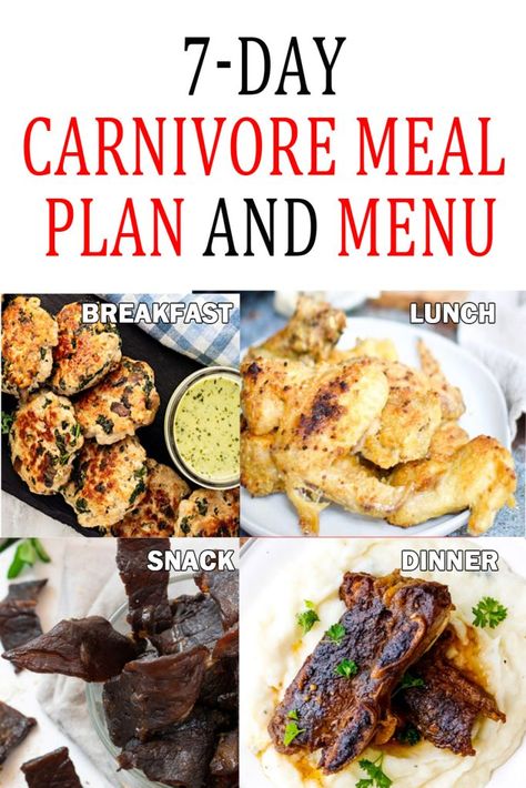 If you want to try the Carnivore Diet, then this 7-day carnivore meal plan is just for you. Carnivore diet can help you lose weight and get healthy. #carnivore #carnivorediet #carnivoremealplan Carnivore Keto Meal Plan, Caveman Diet Meal Plan, Primal Diet Meal Plan, Carnivore Diet Fruit, How To Do Carnivore Diet, Carnivore Crockpot Meals, 7 Day Carnivore Diet, Carnivore Diet Weekly Meal Plan, Meals For Carnivore Diet