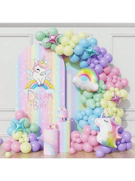 Kit de Arco de guirnalda de globos temáticos de unicornio con 133 piezas, globos de unicornio arcoiris coloridos de lámina y globos de látex de caramelo pastel para decoración de fiesta de cumpleaños de niñas, baby shower y bodas Multicolor    Látex     Event & Party Supplies, size features are:Bust: ,Length: ,Sleeve Length: Unicorn Birthday Party Decorations Decor, Unicorn Balloon Arch, Unicorn Birthday Theme, Rainbow Unicorn Birthday Party, Unicorn Birthday Decorations, Unicorn Birthday Party Decorations, Unicorn Themed Birthday Party, Unicorn Balloon, Rainbow Unicorn Birthday