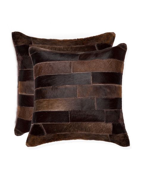 Decorated With A Striking Torino Patchwork, These Polyfill Fur Pillows Would Be An Alluring Addition To Any Home Setting. 18" X 18" Zipper Closure Microsuede Lining Fill: Polyfill Fur Type: Dyed Cow Hair Fur Origin: Brazil Dry Clean By Fur Specialist Made In Canada Please Note: Since This A Naturally Made Product, Size Andundefined Leather Pillows, Cowhide Pillow, Chic Throw Pillows, Leather Throw Pillows, Cowhide Pillows, Fur Pillow, Leather Pillow, Leather Texture, Square Pillow Cover