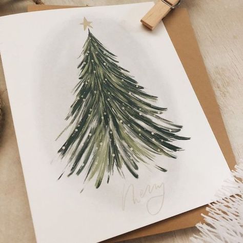 Diy Christmas Card Ideas, Diy Christmas Card, Christmas Card Ideas, Tree Watercolor, Christmas Card Art, Easy Handmade, Watercolor Christmas Cards, Christmas Card Crafts, Tree Cards