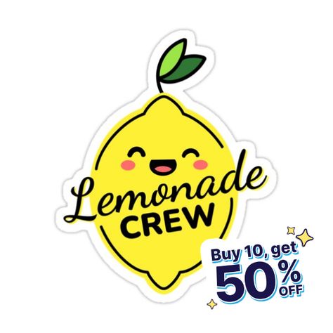 Decorate laptops, Hydro Flasks, cars and more with removable kiss-cut, vinyl decal stickers. Glossy, matte, and transparent options in various sizes. Super durable and water-resistant. Lemonade Crew Cute Lemonade Stand, Lemonade Logo, Lemonade Stand, Logo Sign, Lemonade, Sticker Design, Decorate Laptops, Vinyl Decal Stickers, Kiss Cut