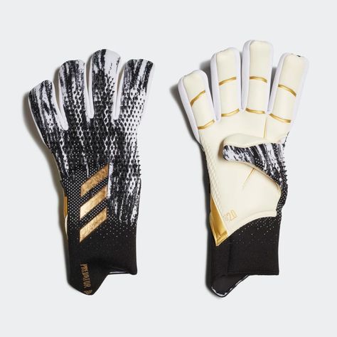 Your box. Your turf. Take control in these adidas Predator 20 Pro Fingersave football gloves. They're easy to get into and a comfortable wear thanks to their compressive, strapless cuff and knitted backhand. Control elements on the punching zone help you master punches. Thick, grippy latex and spines in the fingers support every catch. Gk Gloves, Soccer Gloves, Goalie Gloves, Soccer Store, Soccer Goalie, Gold Gloves, Gloves White, Turf Shoes, Football Gloves