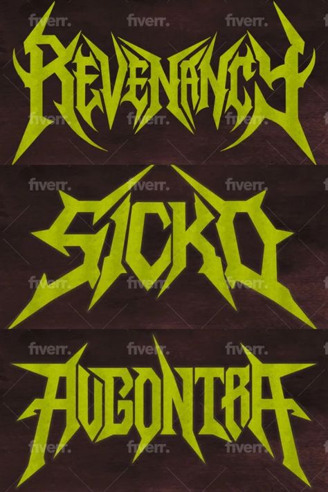 I will design a thrash metal and heavy metal logo Heavy Metal Lettering, Heavy Metal Logo Design, Heavy Metal Typography, Metal Logo Design Ideas, Heavy Metal Design, Metal Band Font, Heavy Metal Font, Gothic Writing, Metal Writing