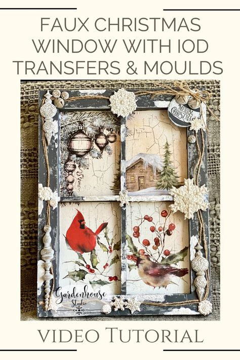 Iod Christmas, Painting With Chalk, Diy Christmas Window, Christmas Valley, Antique Christmas Cards, Iod Moulds, Old Jewelry Crafts, Window Crafts, Faux Christmas