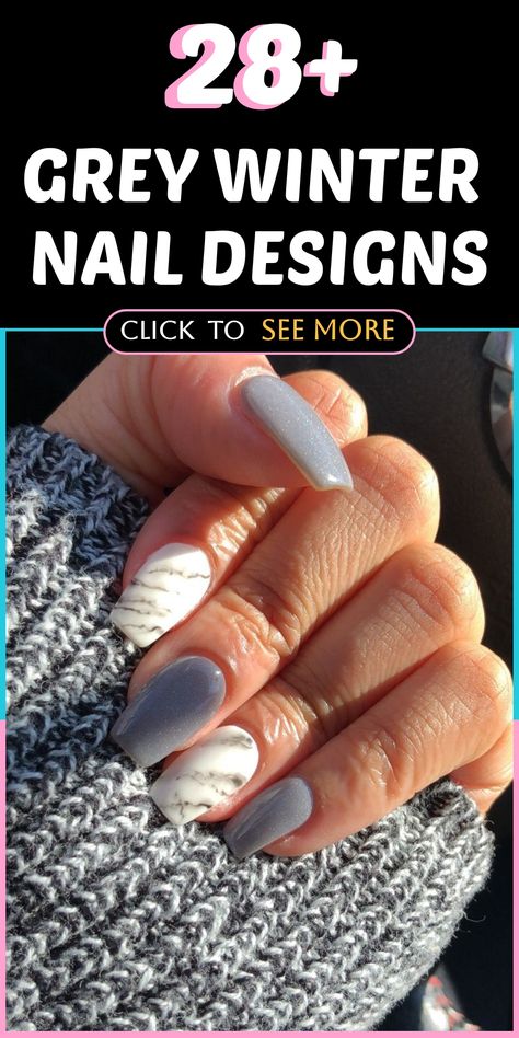 🌟 Are you ready to elevate your winter look? Check out our stunning grey winter nail designs that will make your nails stand out this season! ❄️ From chic and sophisticated to cozy and festive, we have the perfect nail designs to complement your winter style. Don't miss the chance to add a touch of elegance to your nails with our grey winter collection! #GreyWinterNails #NailDesigns #WinterBeauty Neutral Grey Nails, Purple Grey Nails, Grey Fall Nails, Gray And White Nails, Blue Grey Nails, Gray Fall Nails, Statement Nails, Grey Matte Nails, Grey Acrylic Nails