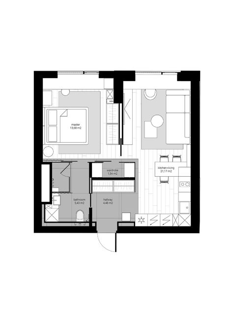 Decorative Vs Minimalist: Two Homes Under 50 Sqm (With Floor Plans) 50 Sqm House Design Floor Plans, 50sqm Floor Plan, Japanese Apartment Floor Plan, Small Apartment Floor Plan, Minimalist Floor Plan, Efficient Floor Plans, Small Apartment Plans, Design Floor Plans, Minimalist Home Design