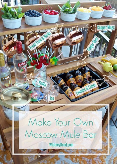 Moscow Mule Bar, Mule Bar, Mixology Party, Diy Cocktail Bar, Cocktail Bar Set, Vodka Bar, Mixology Bar, Cocktail Station, Moscow Mule Recipe