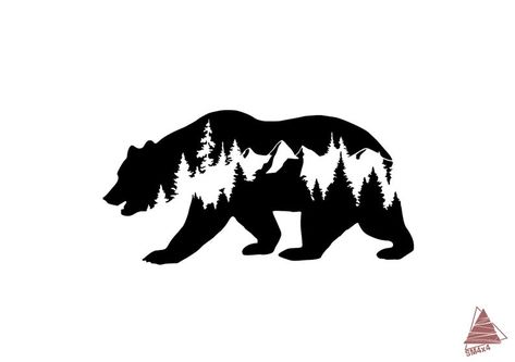 Bear Decal, Animals Tattoo, Mountain Decal, Pencil Drawings Of Animals, Vinyl Car Stickers, Hydroflask Stickers, Stickers Laptop, Cross Paintings, Decal Design