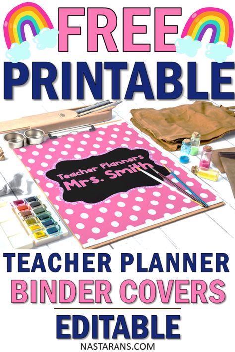 Teacher Binder Covers Free, Printable Binder Covers Free, Free Teacher Planner, Free Printable Binder Covers, Editable Binder Covers Free, Math Binder Cover, Teacher Binder Printables Free, Free Teacher Binder, Life Management Binder