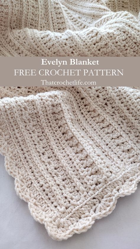 Easy Beginner Crochet Afghan, Evelyn Blanket Pattern, Free Crochet Pattern Lapghan, Evelyn Crochet Blanket, Two Color Crochet Blanket Patterns, Classic Crochet Blanket, I Love This Yarn Patterns, Different Stitch Crochet Blanket, Handmade Crochet Blanket