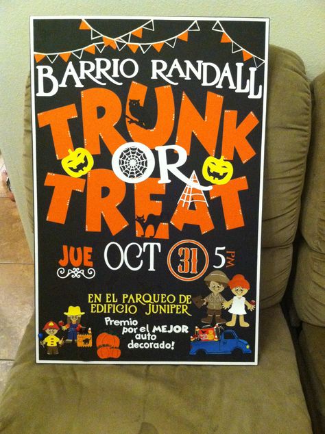 Cricut Handmade: Trunk or Treat Poster! Also, I took the idea from Etsy just added a couple of things here and there. Enjoy! Trunk Or Treat Poster, Halloween Posters, Thanks Card, Halloween Poster, Trunk Or Treat, Harvest Festival, Kids Halloween, Kids Poster, Fall Festival