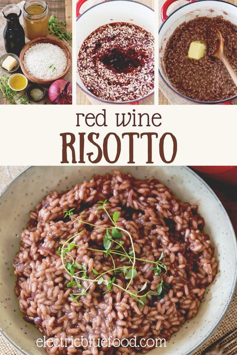 This simple red wine risotto without cheese is an easy risotto recipe where red wine is the key flavour element. For that reason we’re using slightly more wine here than in other risotto recipes. The result is a rich and velvety red wine risotto with a distinctive aroma and a vibrant colour. Red Wine Risotto, Wine Risotto, Healthy Risotto, Easy Risotto, Risotto Recipes Easy, Vegan Risotto, Vegetarian Casserole, Vegan Wine, Risotto Recipe