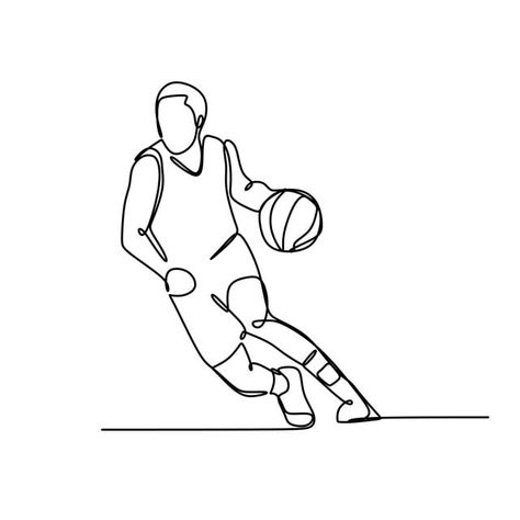 Boy Playing Basketball, Basketball Doodle, Silhouette Line Art, Basketball Drawings, 심플한 그림, Basket Drawing, Ball Drawing, Single Line Drawing, Line Art Vector