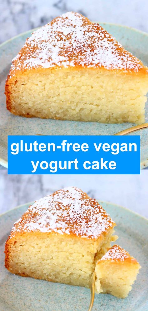 This Gluten-Free Vegan Yogurt Cake is super moist, a little tangy and has a rich flavour. It's easy to make, requires just one bowl and is refined sugar free, dairy-free and egg-free too. It makes a great simple dessert, but can also be enjoyed for breakfast or brunch! Gluten Free Egg Free Desserts, Dairy Free Yogurt Recipe, Dairy Free Cake Recipe, Sugar Free Cake Recipes, Vegan Gluten Free Cake, Refined Sugar Free Desserts, Ecstatic Dance, Gluten Free Dairy Free Dessert, Landscape Planning