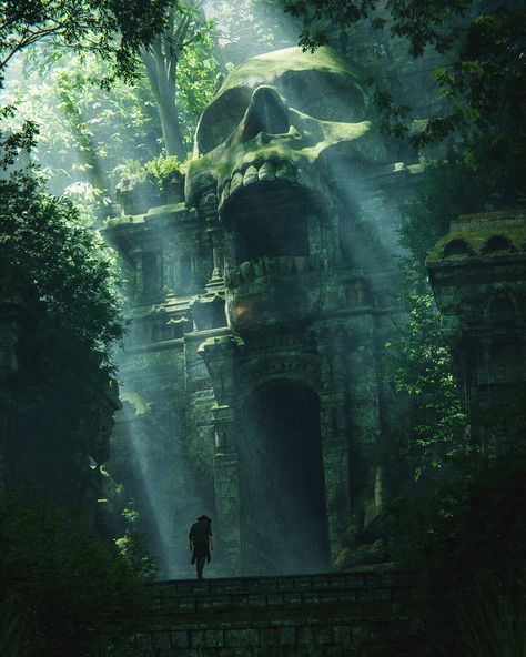 Jungle Temple, Temple Ruins, Mystical Places, Temple Art, Fantasy Places, Matte Painting, Fantasy Art Landscapes, Fantasy Concept Art, Fantasy Aesthetic