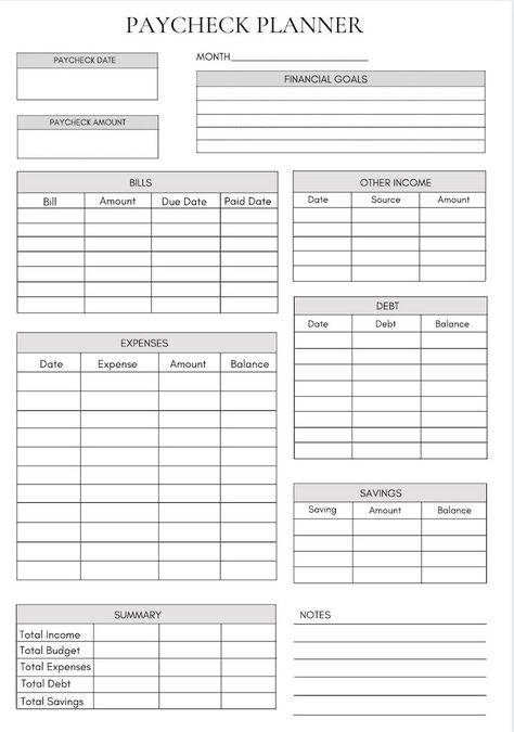 Grey Paycheck Planner,personal Budget,budget by Biweekly,budget ,paycheck Budget,money Savings,financial Planning,paycheck Budget Planner, - Etsy businessplanner #mealplannersheets🎡 Paycheck Planner, Budget Paycheck, Biweekly Budget, Budget Forms, Financial Tracker, Saving Money Chart, Money Chart, Budget Money, Money Saving Methods