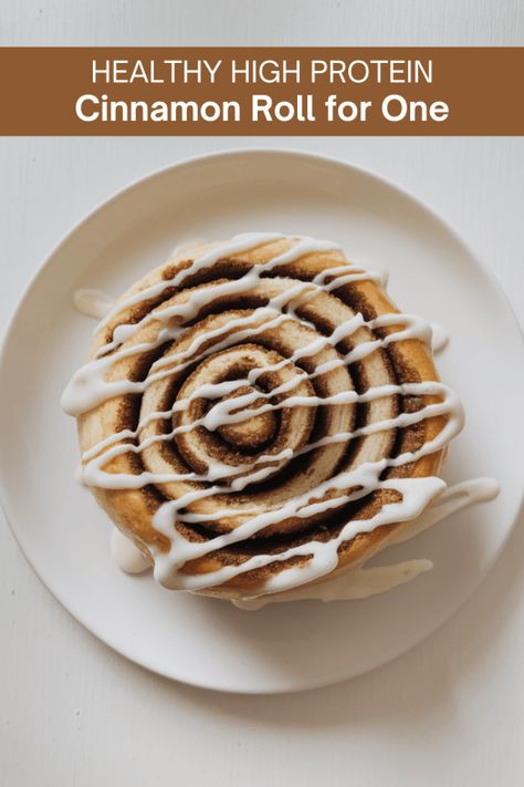 Healthy High Protein Cinnamon Roll for One Healthy High Protein Desserts, Healthy Versions Of Unhealthy Food, High Protein Cinnamon Rolls, Cinnamon Roll For One, Sugar Free Icing, Healthy Cinnamon Rolls, Best Gluten Free Desserts, Gf Breakfast, Fitness Blogs